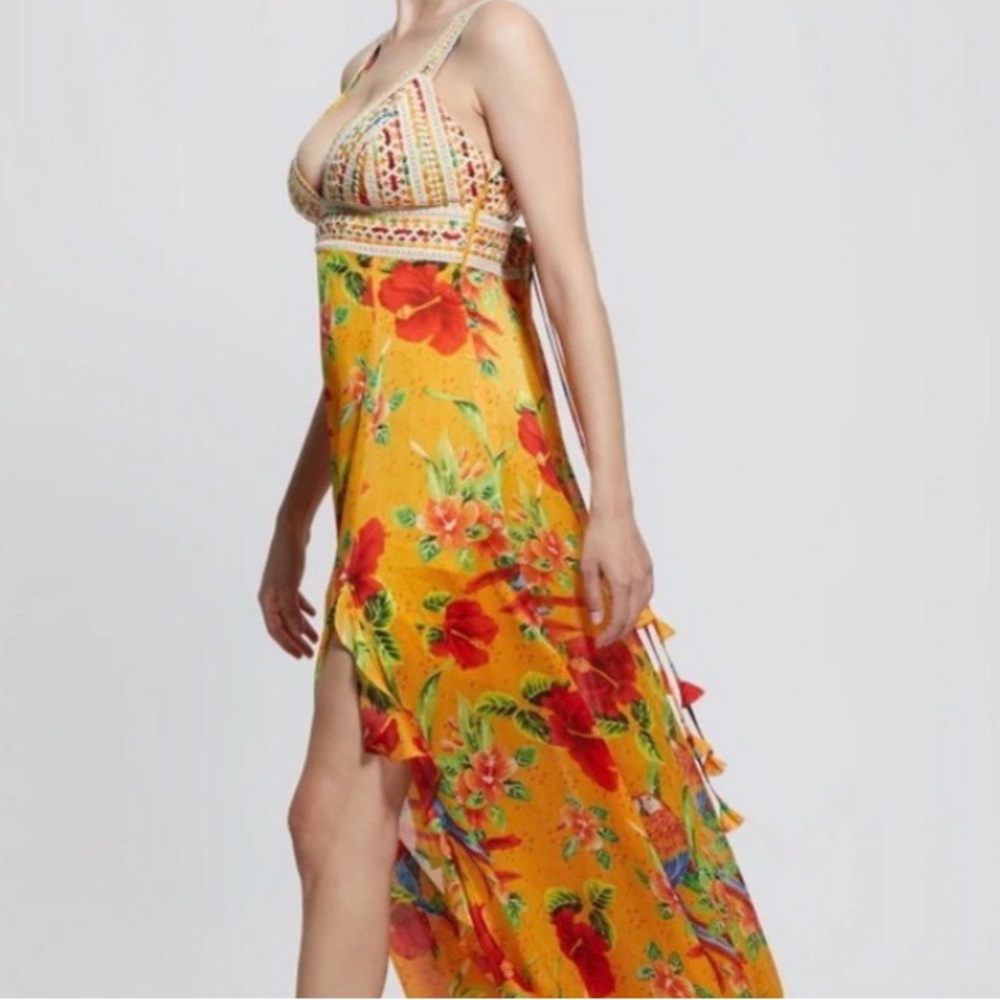 Guess Serena Floral Parot Paradise Print Maxi Dress